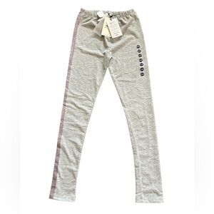 Koton Kids Gray Metallic Stripe Leggings Athletic Slim Girls Pants Size 11-12